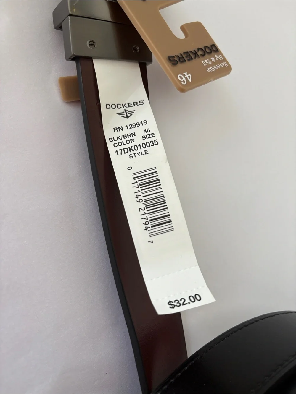 Dockers Black Reversible Leather Belt with Brown Reverse NEW